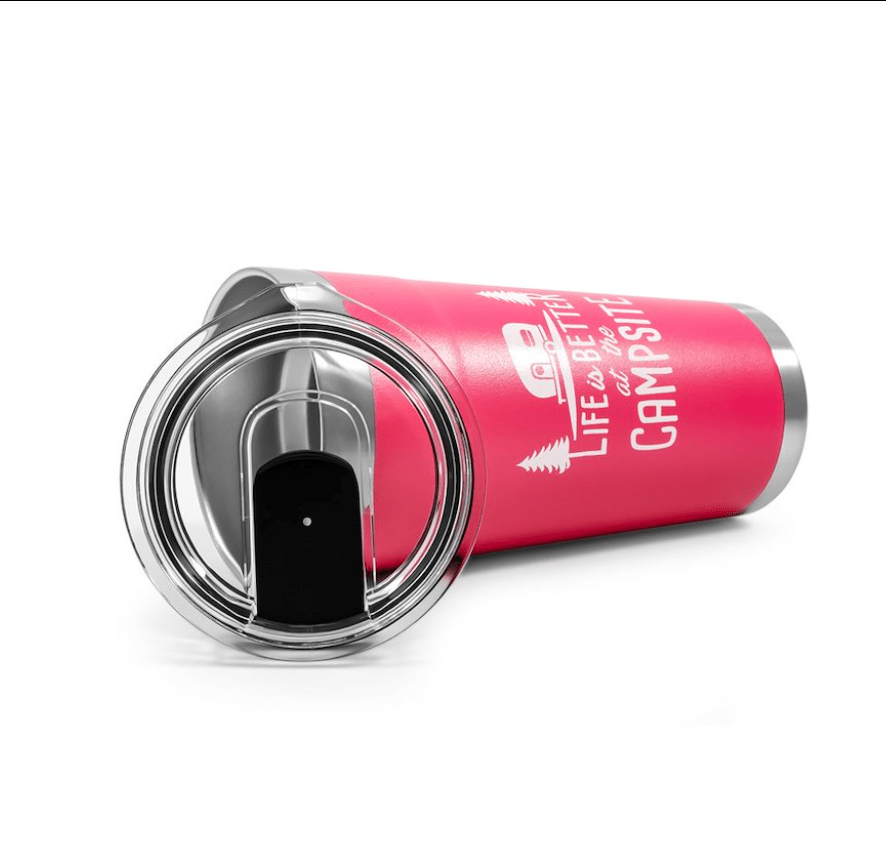 Camco 53061 Life is Better 20 oz. Tumbler, Coral Pink - Young Farts RV Parts