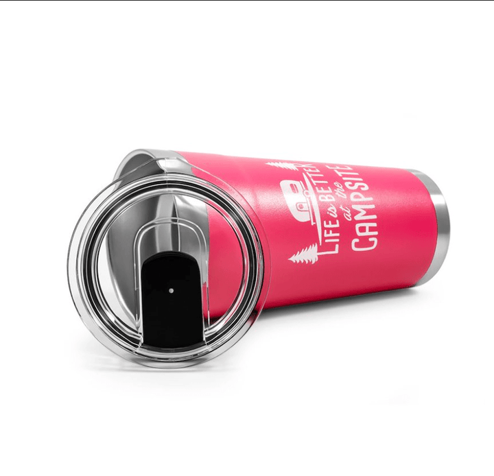 Camco 53061 Life is Better 20 oz. Tumbler, Coral Pink - Young Farts RV Parts