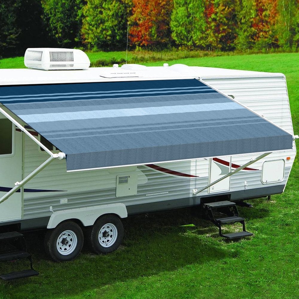 Carefree JU148E00 - 1Pc Fabric 14' Ocean Blue Awning with White Weatherguard - Young Farts RV Parts