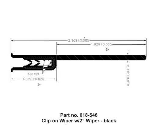 Clip On Wiper w/2"Wiper - 7/16"X3"X35 - Young Farts RV Parts