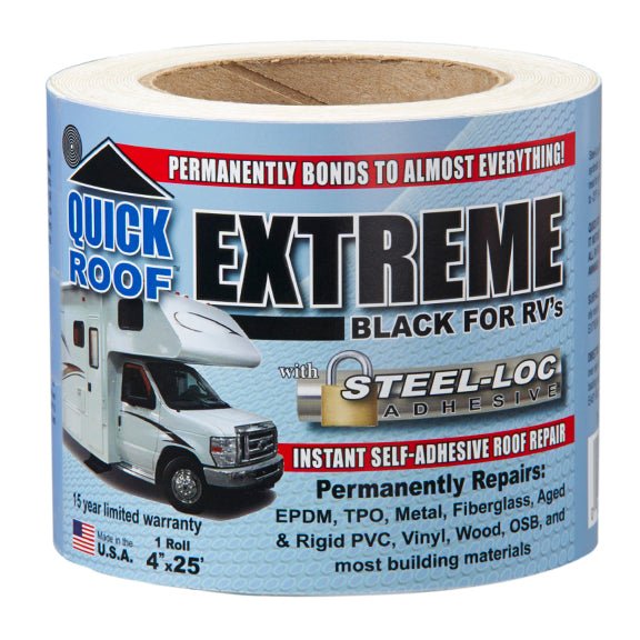 CoFair Product B - UBE425 Quick Roof™ Roof Repair Tape 4" x 25 Foot Roll - Black - Young Farts RV Parts