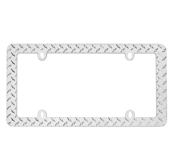 Diamond Plate License Plate Frame - Chrome - Young Farts RV Parts