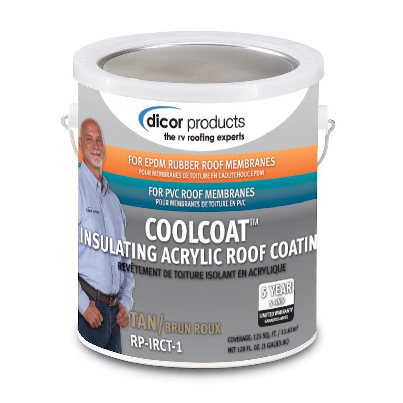 Dicor Corp. RP - IRCT - 1 CoolCoat Insulating Acrylic Rubber Roof Coating, Tan - 1 Gal - Young Farts RV Parts