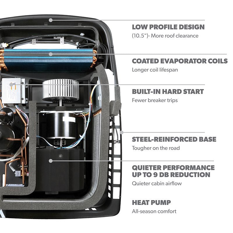 Dometic FreshJet 5 Air Conditioner 15K BTU W/ HP, Black - FJX5557EHPBKCS - Young Farts RV Parts