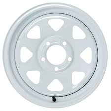 15X5 Trailer Wheel Spoke White No Stripes - 5 x 4.50 Inch Bolt Pattern - Young Farts RV Parts