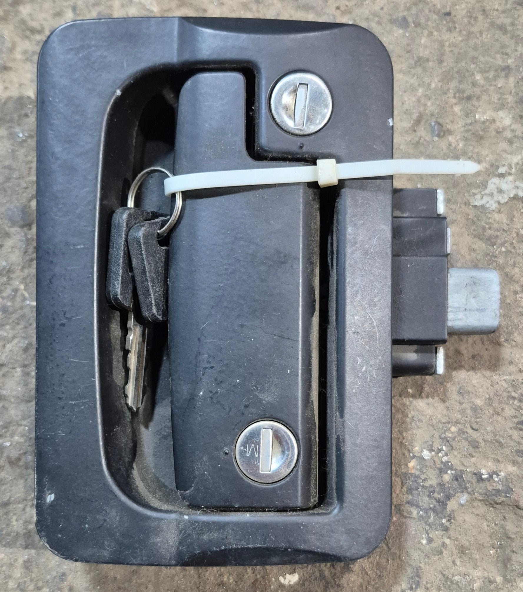 FIC Tall Trailer Door Lock, FRONT PLATE, Black - Young Farts RV Parts