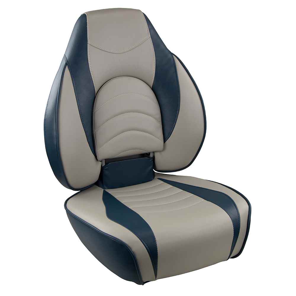 Fish Pro High Back Folding Seat - Blue/Grey - Young Farts RV Parts