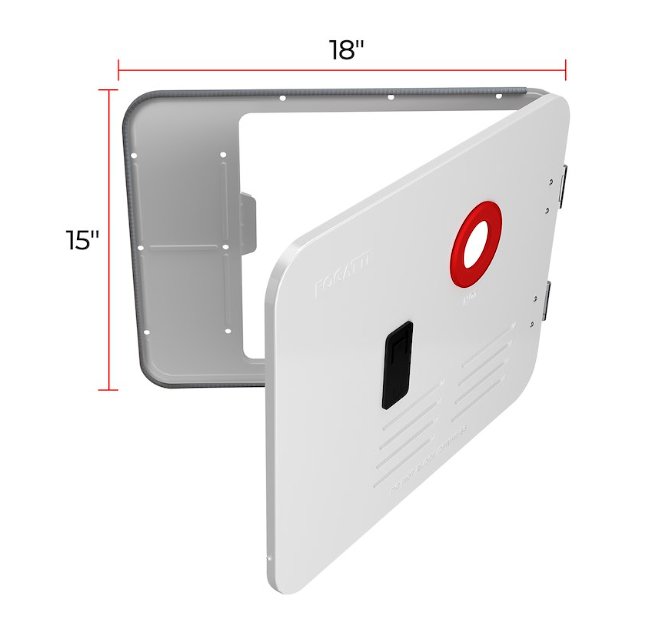 Fogatti FSWD - 1518/WHITE Water Heater Access Door (For InstaShower6/8 Plus/8 Pro), White - Young Farts RV Parts