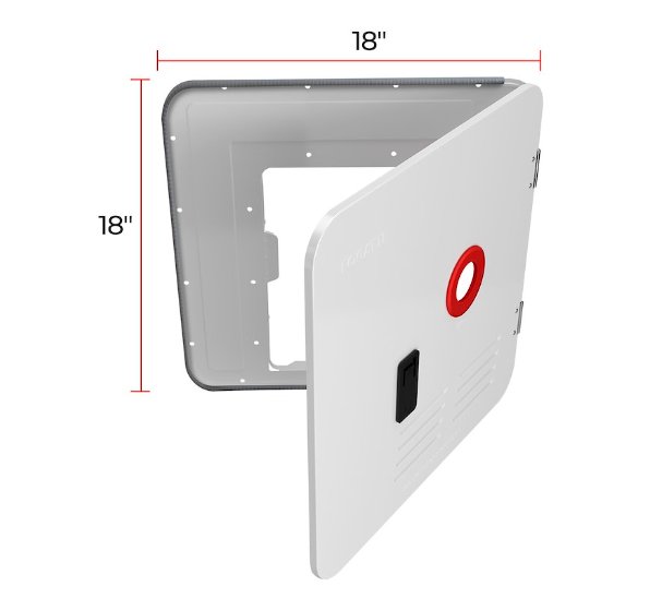 Fogatti FSWD - 1818/WHITE Water Heater Access Door (For InstaShower6/8 Plus/8 Pro), White - Young Farts RV Parts