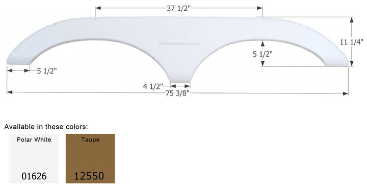 Icon 01626 Fender Skirt Various Keystone Brands Including Montana 75 - 3/8 Inch 11 - 1/4 Inch Polar White - Young Farts RV Parts
