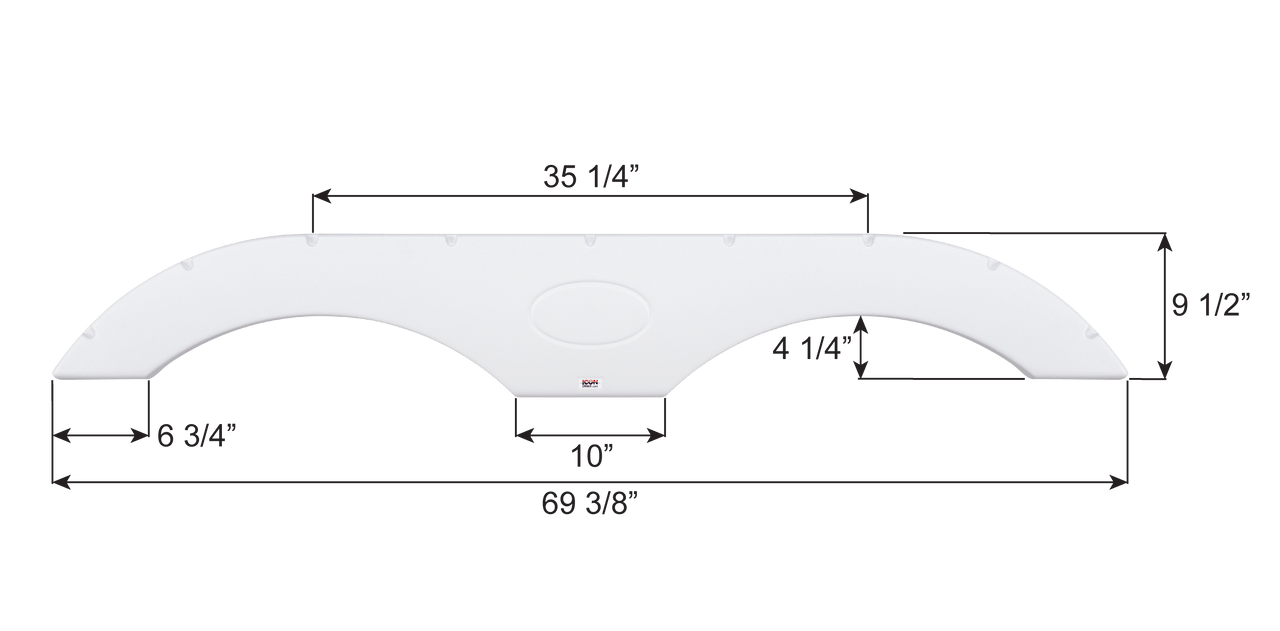 Icon 01770 Fender Skirt Various Brands Including Crossroads/ Dutchmen/ Forest River/ Keystone/ Palomino 69 - 3/8 Inch 9 - 1/2 Inch Polar White - Young Farts RV Parts