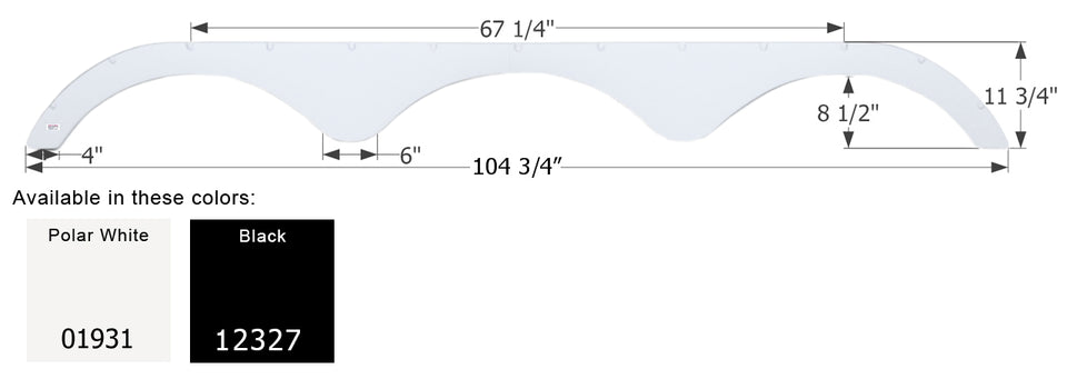Icon 12327 Fender Skirt Heartland Brands Cyclone / Big Country / Landmark / Razor / Sundance / Trail Runner 104 - 3/4 Inch 13 - 3/4 Inch Black - Young Farts RV Parts