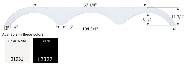 Icon 12327 Fender Skirt Heartland Brands Cyclone / Big Country / Landmark / Razor / Sundance / Trail Runner 104 - 3/4 Inch 13 - 3/4 Inch Black - Young Farts RV Parts