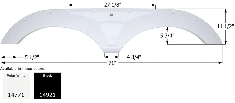 Icon 14771 Fender Skirt Polar White (Various Palomino Brands) - Young Farts RV Parts