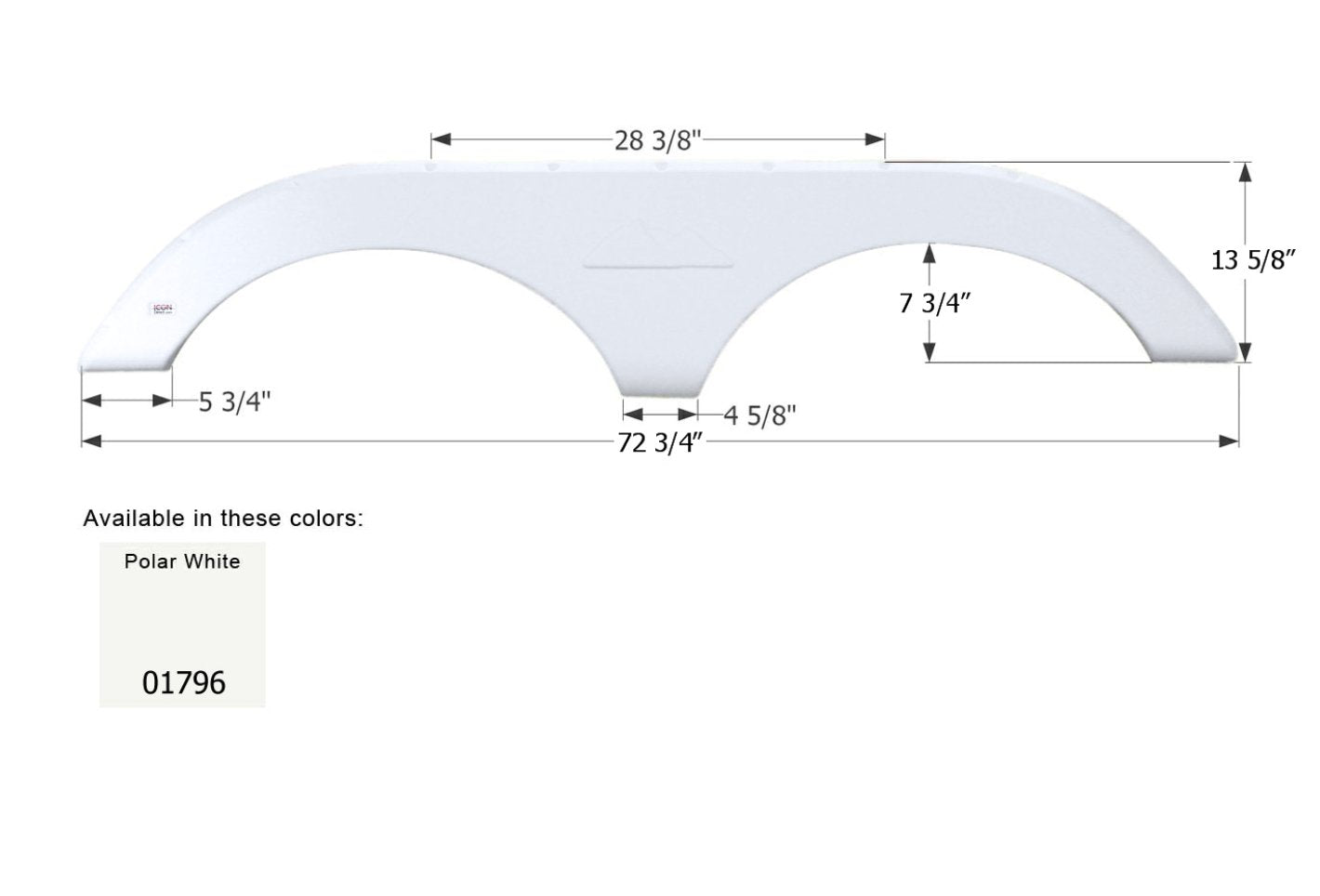 Icon Fender Skirt Various Keystone Brands Including Laredo 72 - 3/4 Inch 13 - 5/8 Inch Polar White 01796 - Young Farts RV Parts