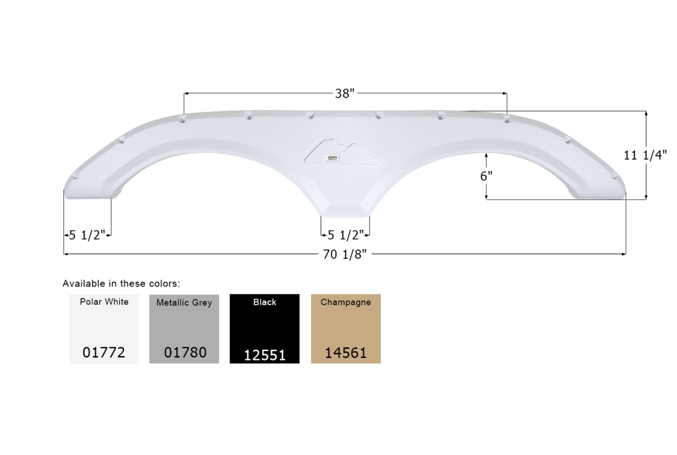 Icon Fender Skirt Various Keystone Brands Including Montana 70 - 1/8 Inch 11 - 1/4 Inch Polar White 01772 - Young Farts RV Parts