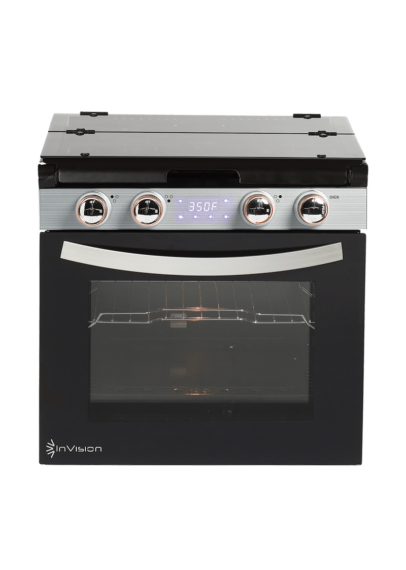 Invision 480 - 2230 Range - Black Porcelain Top With Open Glass Door And Stainless Steel Handle (Copy) - Young Farts RV Parts