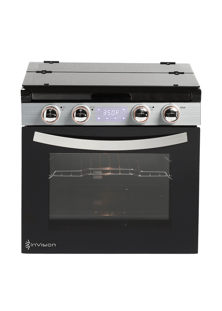 Invision 480 - 2230 Range - Black Porcelain Top With Open Glass Door And Stainless Steel Handle (Copy) - Young Farts RV Parts