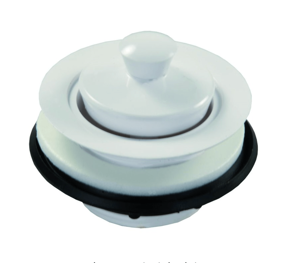 JR Products 95095 White Plastic Strainer with Pop - Stop Stopper - Young Farts RV Parts