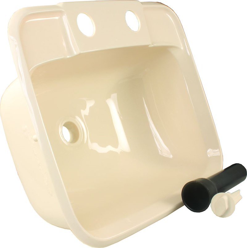 JR Products 95361 14 - 7/8" x 12 - 3/8" Single Bowl Sink - Parchment - Young Farts RV Parts