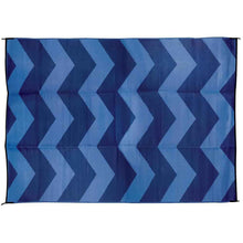 Load image into Gallery viewer, Large Reversible Outdoor Patio Mat 6&#39; x 9&#39;, Blue Chevron Design - Young Farts RV Parts