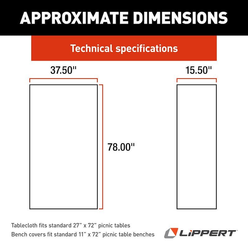 Lippert 2023051696 Rectangular Tablecloth and 2 Bench Covers - Young Farts RV Parts
