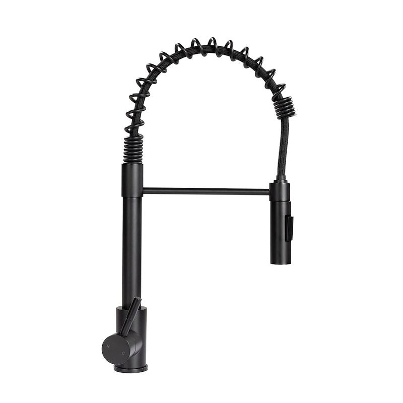 Lippert Components 2021090598 - Coiled Pull - down Faucet Matte Black - Young Farts RV Parts