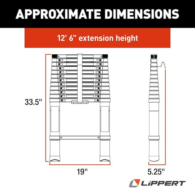 Lippert Components 2021097938 - On - The - Go™ Telescopic Ladder - 12.5' - Young Farts RV Parts