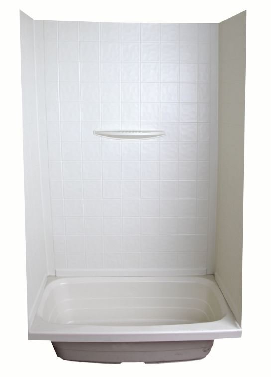 lippert components 210400 1 - Piece Design White Faux Tile Shower Surround 27