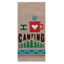 Load image into Gallery viewer, Love Camping Chambray Tea Towel - Young Farts RV Parts