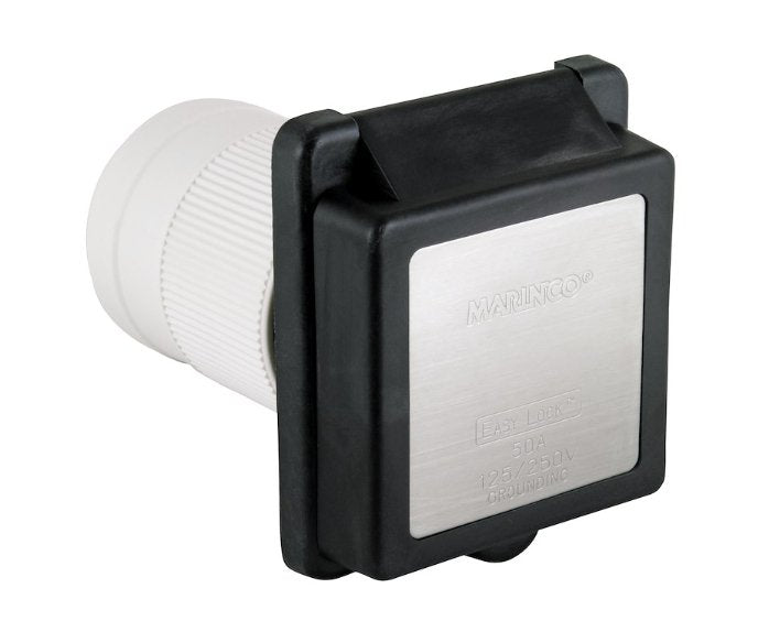 Marinco Receptacle Outdoor/ Indoor 50 Amp Black - 6353ELRV.BLK - Young Farts RV Parts