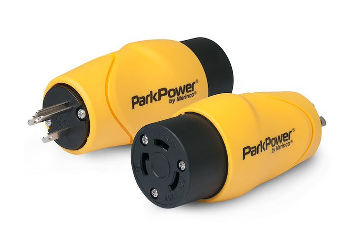 Marinco S15 - 30RV ParkPower One Piece Adapter 30 Amp Locking Connector & 15 Amp Plug - Young Farts RV Parts