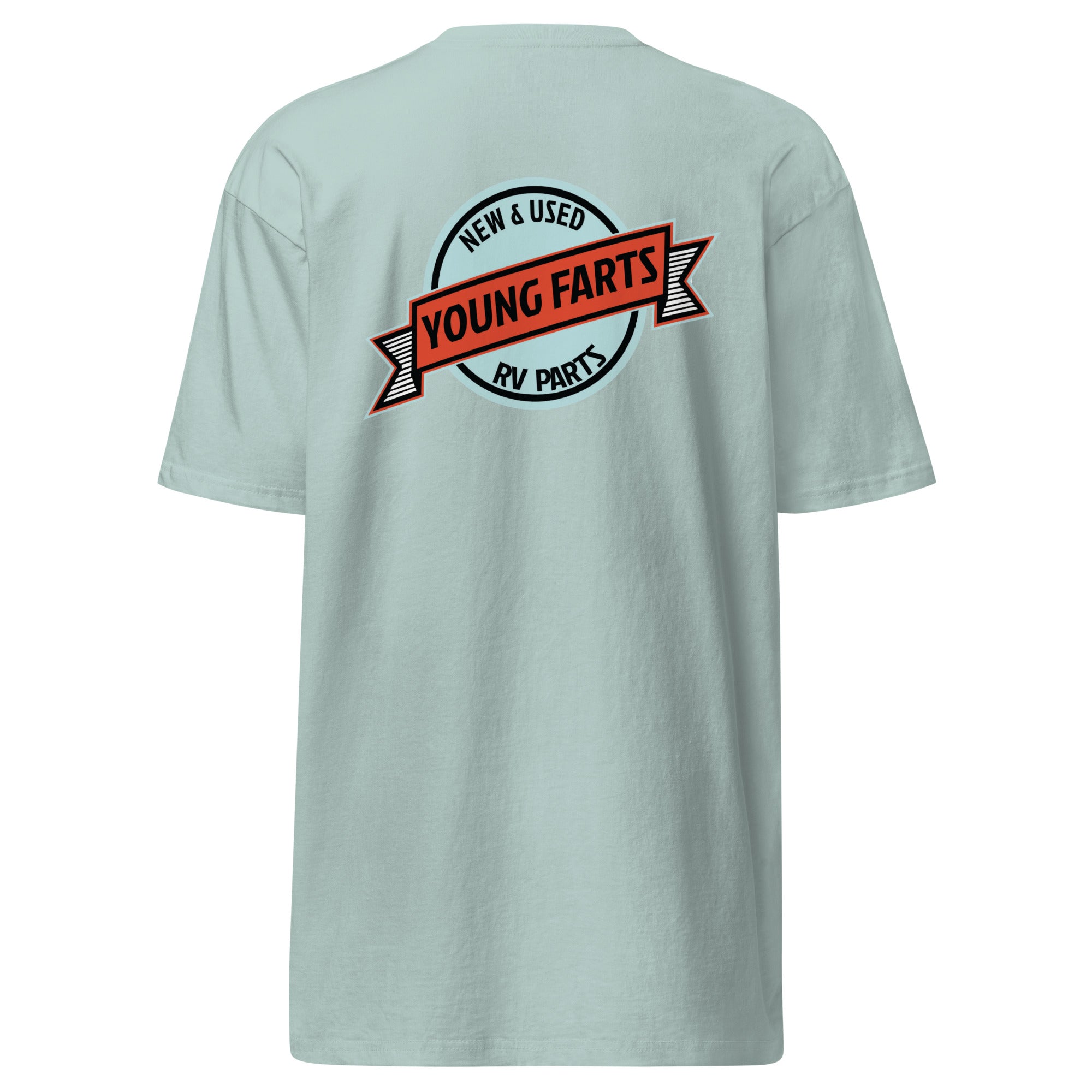 Young Farts Shop-Tested Logo T-Shirt with front and back print in Charcoal Heather
