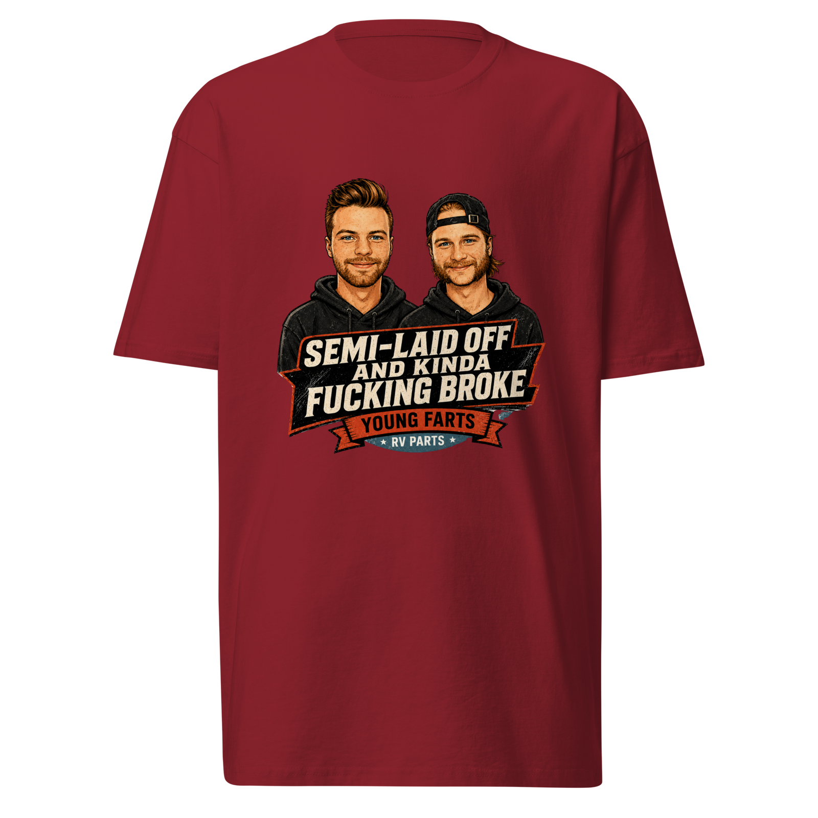 Semi-Laid Off and Kinda Fucking Broke Young Farts character T-Shirt in Black