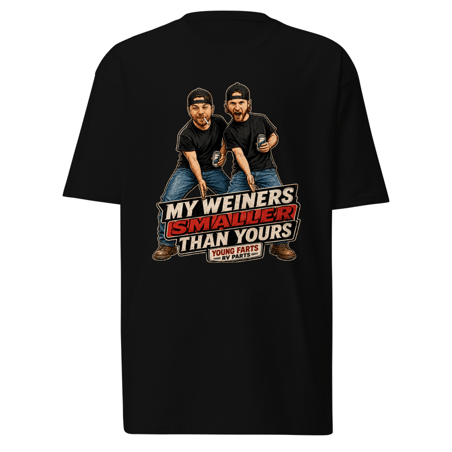 My Weiner’s Smaller Than Yours T-Shirt black front view