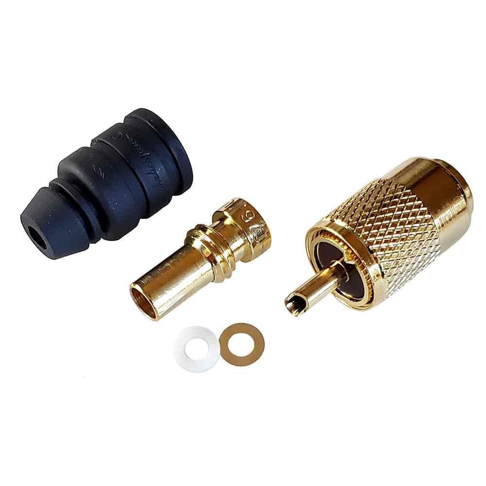 PL - 259 - 8X - G Solder - Type Connector w/UG176 Adapter & DooDad® Cable Strain Relief f/RG - 8X Coax - Young Farts RV Parts