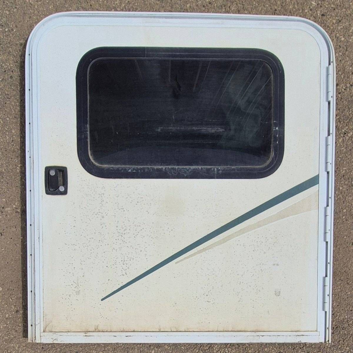 Used Radius Storage/ Teardrop Trailer Entry Door - 43 1/2" X 47 1/2" X 2 1/4" - White Trim