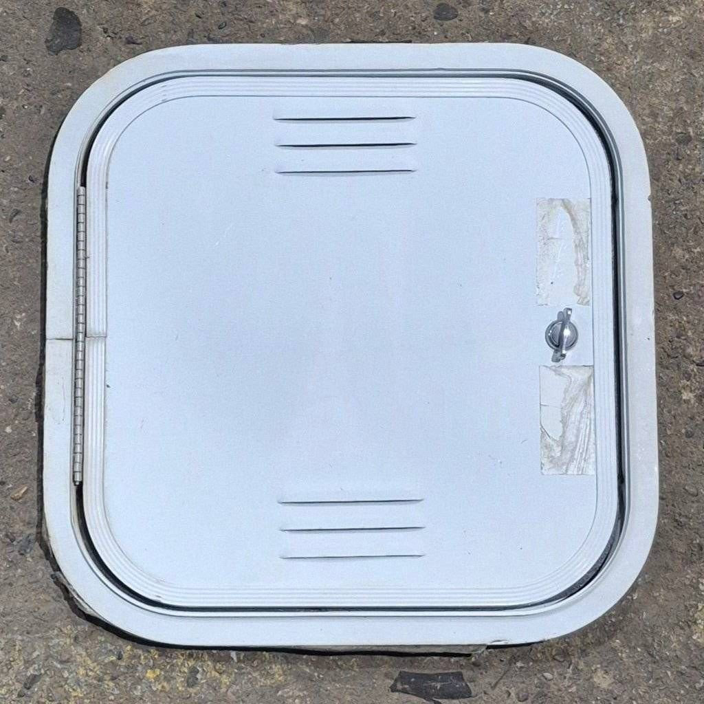 Used Radius Cornered Propane/Battery Door - 14 7/8" X 14 7/8" X 1/2" - White Trim