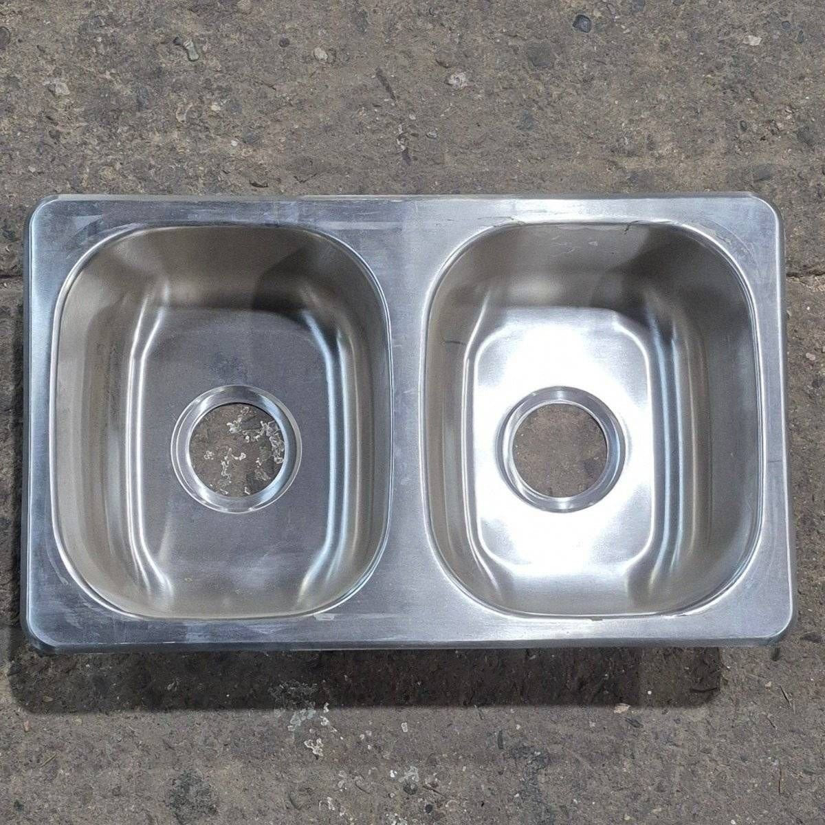 Used Stainless Steel Double Kitchen Sink - 25 1/8