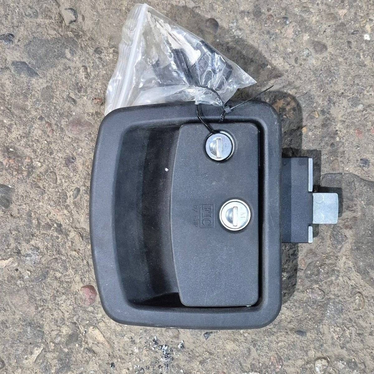 Used FIC Entry Door Lock Faceplate, With Deadbolt, Black - Leonardo - Used Entry Door Handles