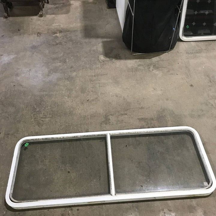Used White Radius Opening Window - 60.25 X 21.75 X 1.875 - Black Window