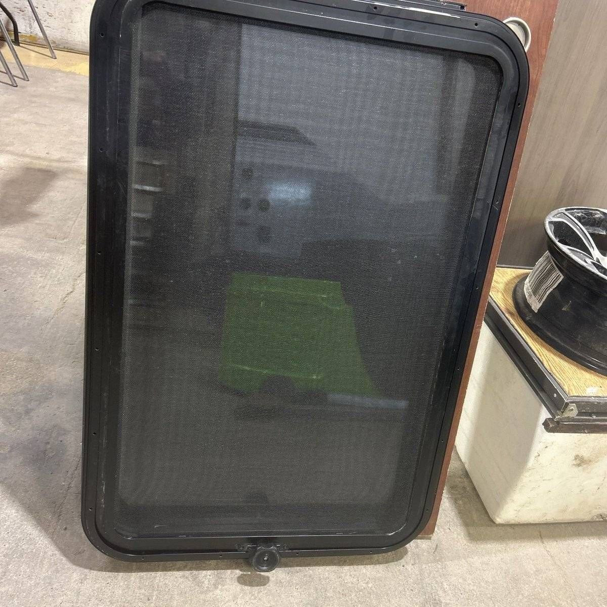 Used Black Radius Frameless Emergency Opening Window : 35 1/2