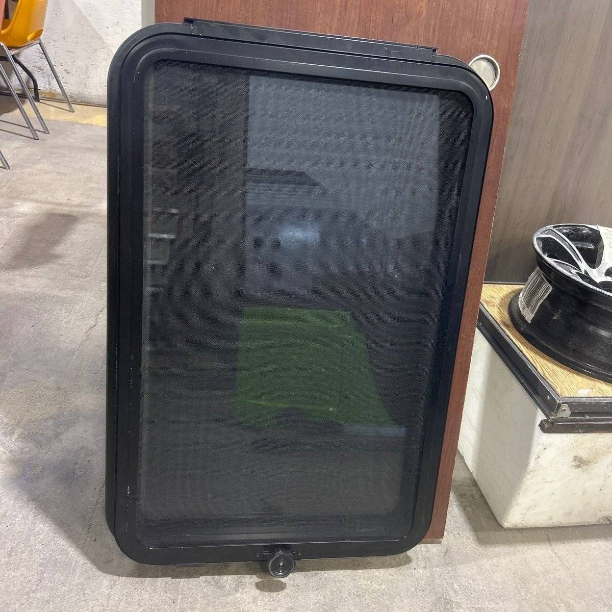 Used Black Radius Frameless Emergency Opening Window : 29 1/2
