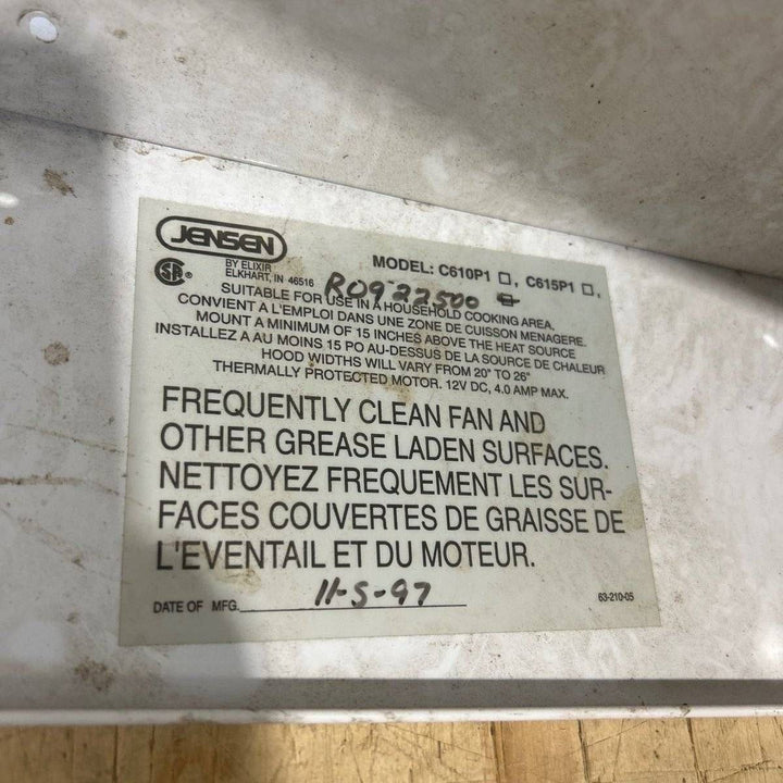 Used Jensen RV Range Hood Fan - R0922500 - Photo 8