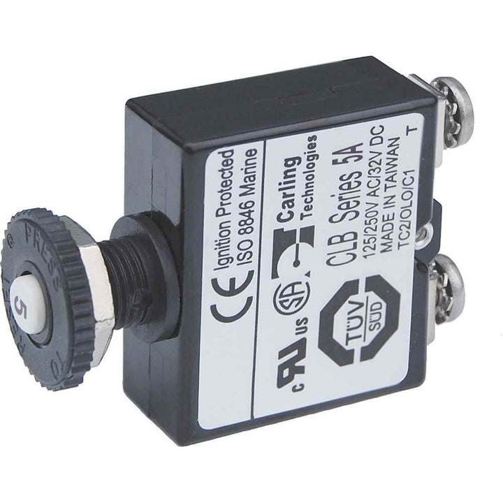 Push Button Reset Only Screw Terminal Circuit Breaker - 5 Amps - Young Farts RV Parts