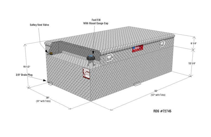 RDS Tanks 72745 Auxiliary Fuel Tank (DOT Approved Diesel) - 91 Gallon - Young Farts RV Parts