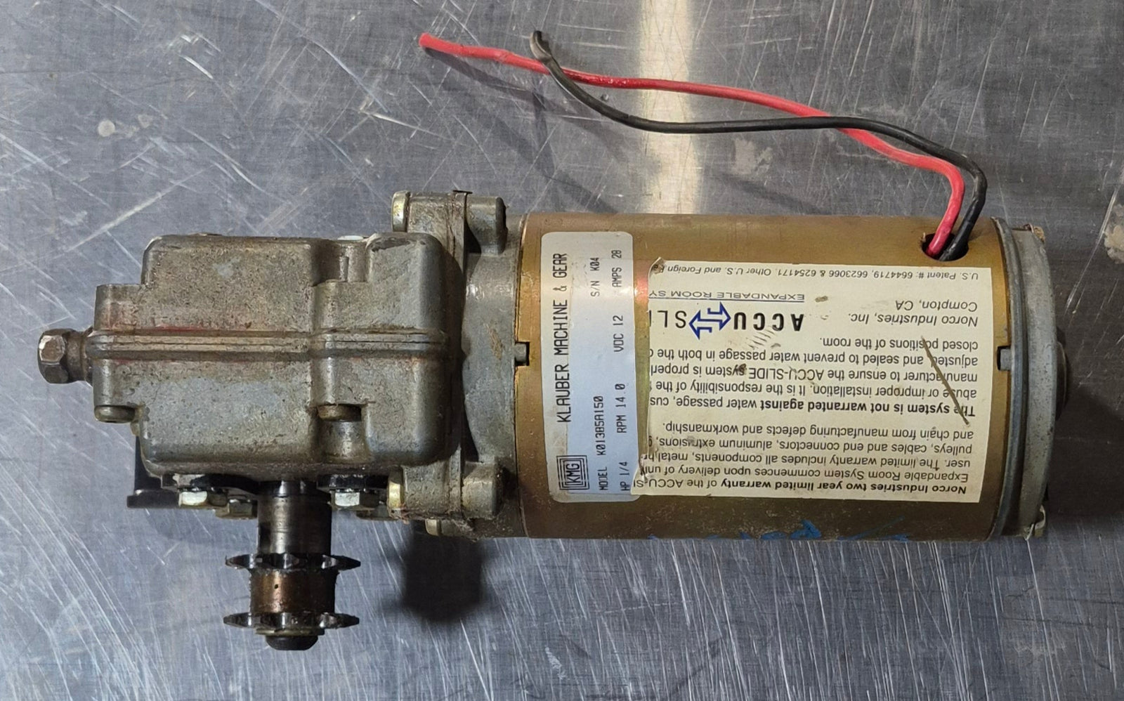 Used Klauber RV Slide Out Motor - K01385A150