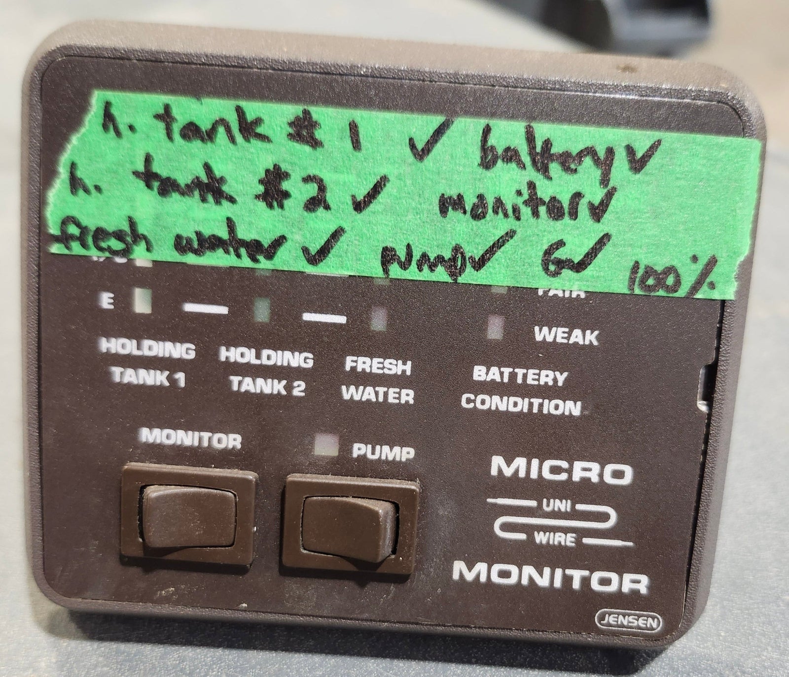 Used Jensen Tank Monitor System Panel - 7651 - Young Farts RV Parts