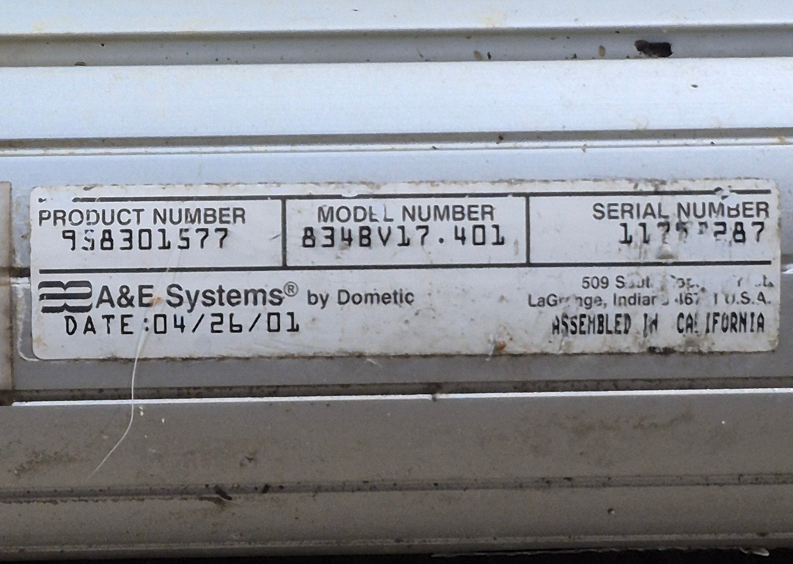 Used Dometic/ A&E Awning Roller Tube 17'