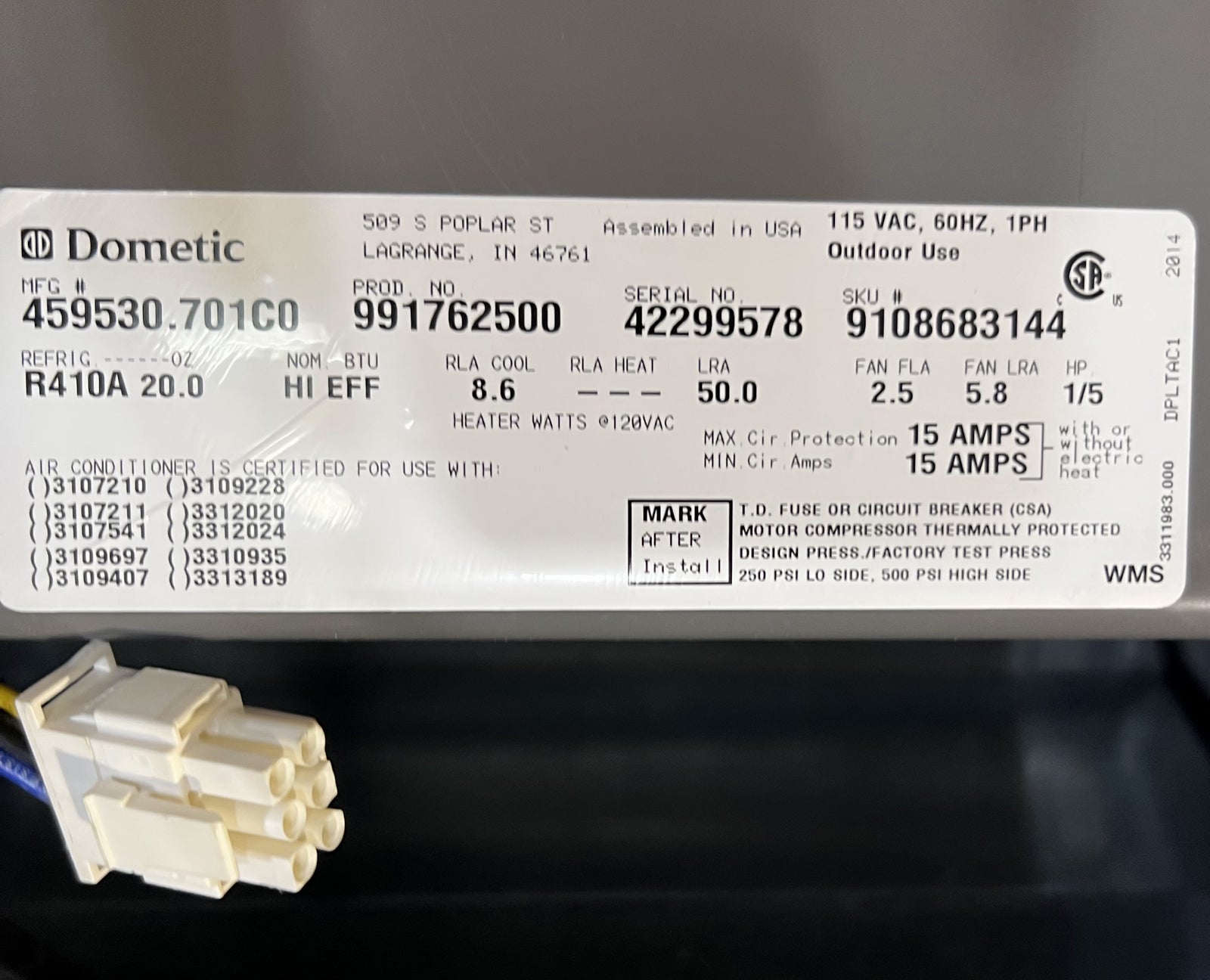 Used Complete Duo-Therm Air Conditioner Complete 459530.701C0 - 13000 BTU Cool Only - Young Farts RV Parts